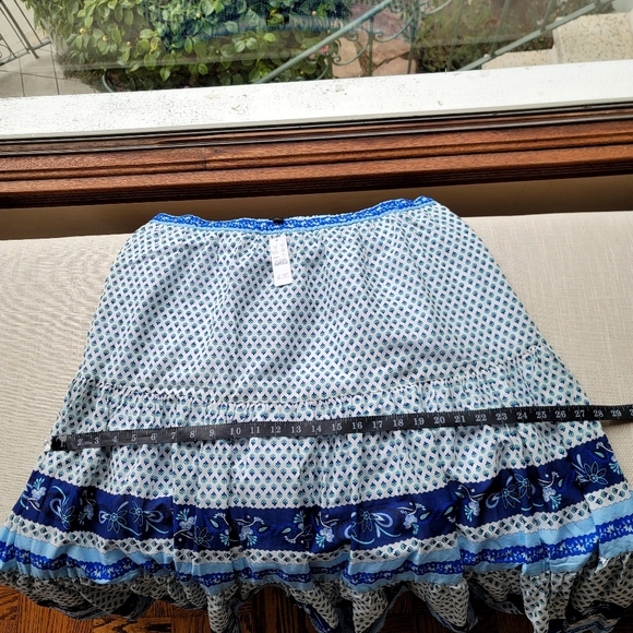 New! J Crew L Large Tiered skirt in blue ribbon block print NWT - Picture 10 of 13